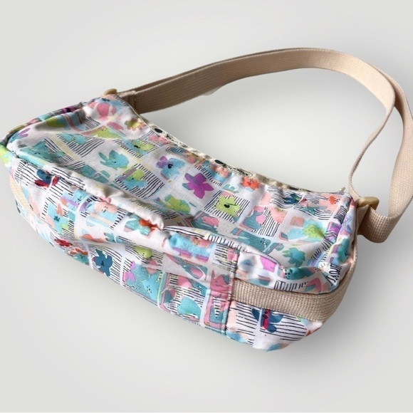 LESPORTSAC Very Merry Small Hobo Shoulder Bag Crossbody Nylon Floral 9x5x3” - Picture 7 of 15